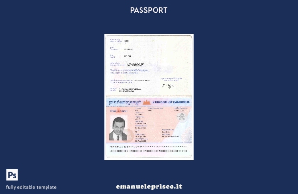 modello di passaporto cambogiano in stile verificato